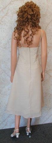 wheat spaghetti strap tea length dress